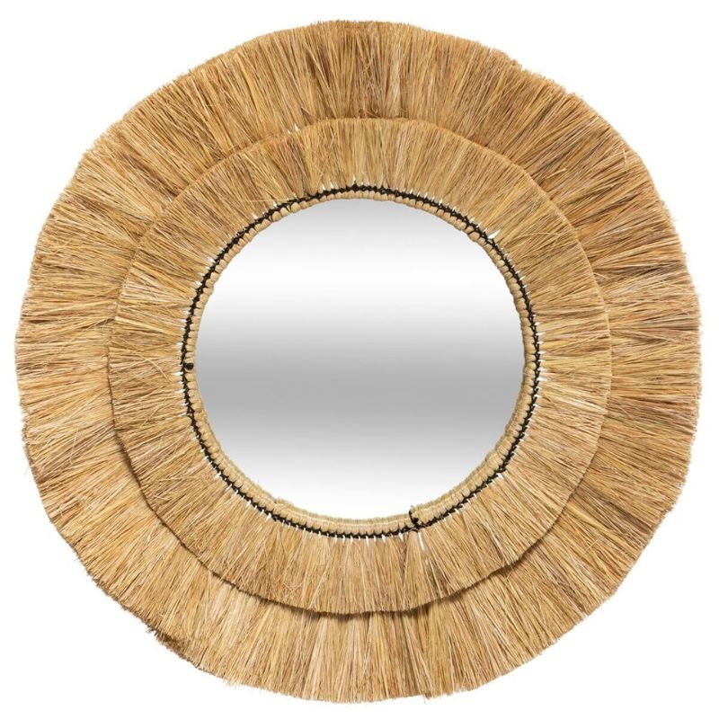 Miroir Rond en Raphia 57 cm - Silumen