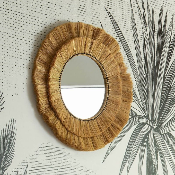 Miroir Rond en Raphia 57 cm - Silumen