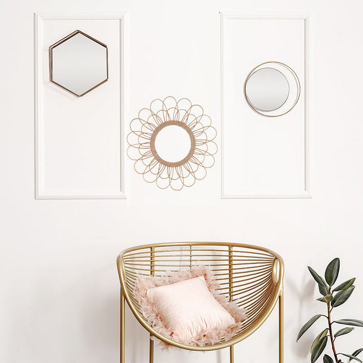 Miroir Rond Fleur en Rotin Naturel et verre 55cm - Silumen