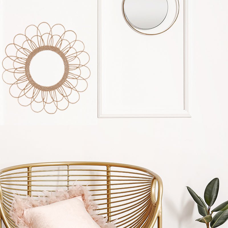 Miroir Rond Fleur en Rotin Naturel et verre 55cm - Silumen