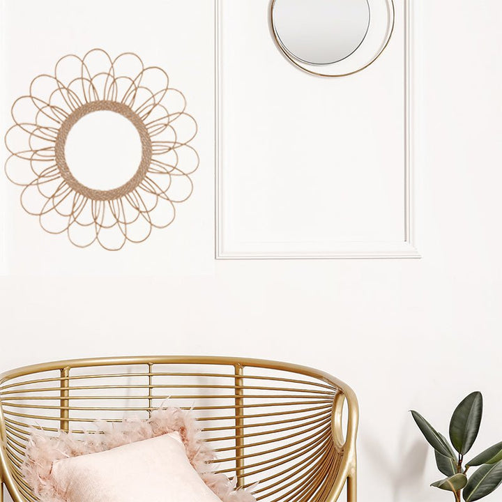 Miroir Rond Fleur en Rotin Naturel et verre 55cm - Silumen