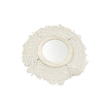 Macramé redondo espejo 50x50x7 cm - beige