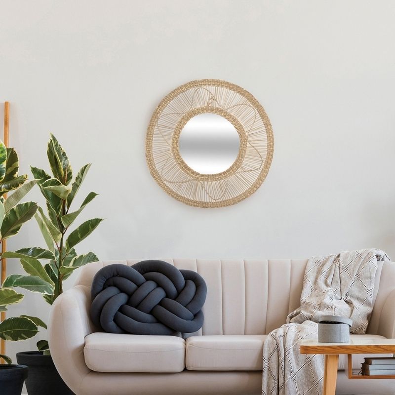 Miroir Rond Roseau Tressé 58 cm - Silumen