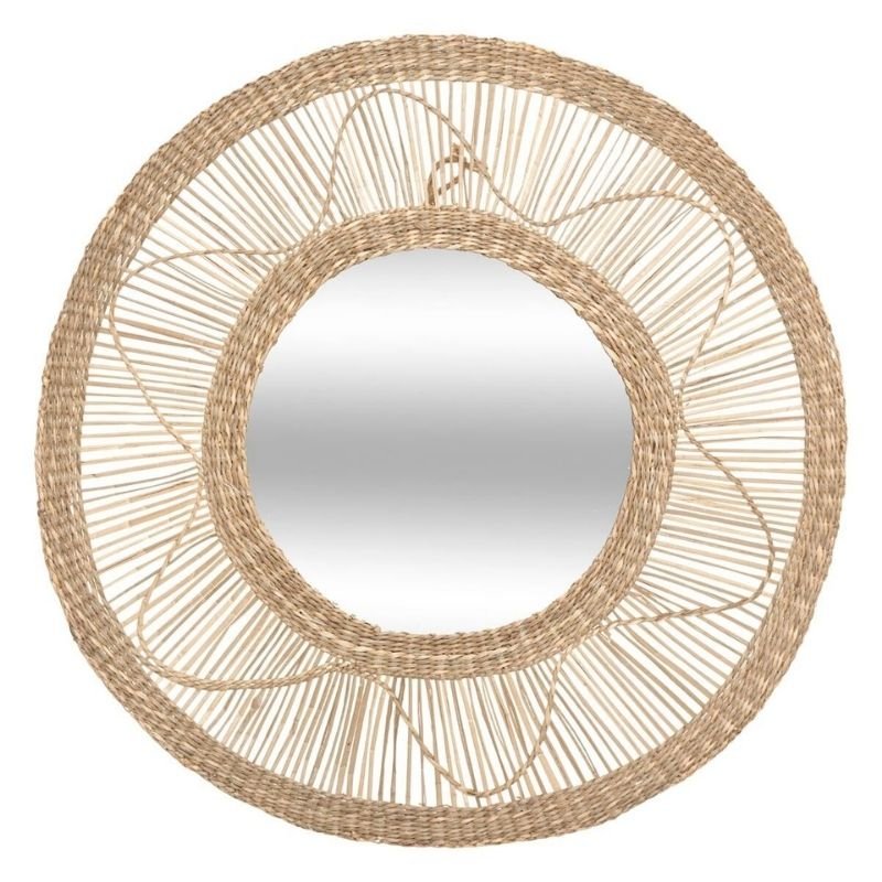 Miroir Rond Roseau Tressé 58 cm - Silumen