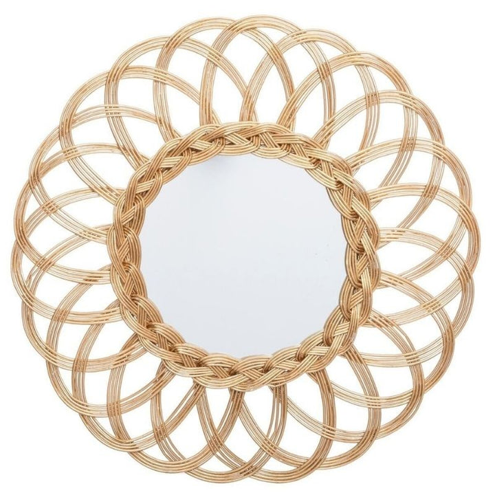 Miroir Rond Rotin Rosace 50 cm - Silumen