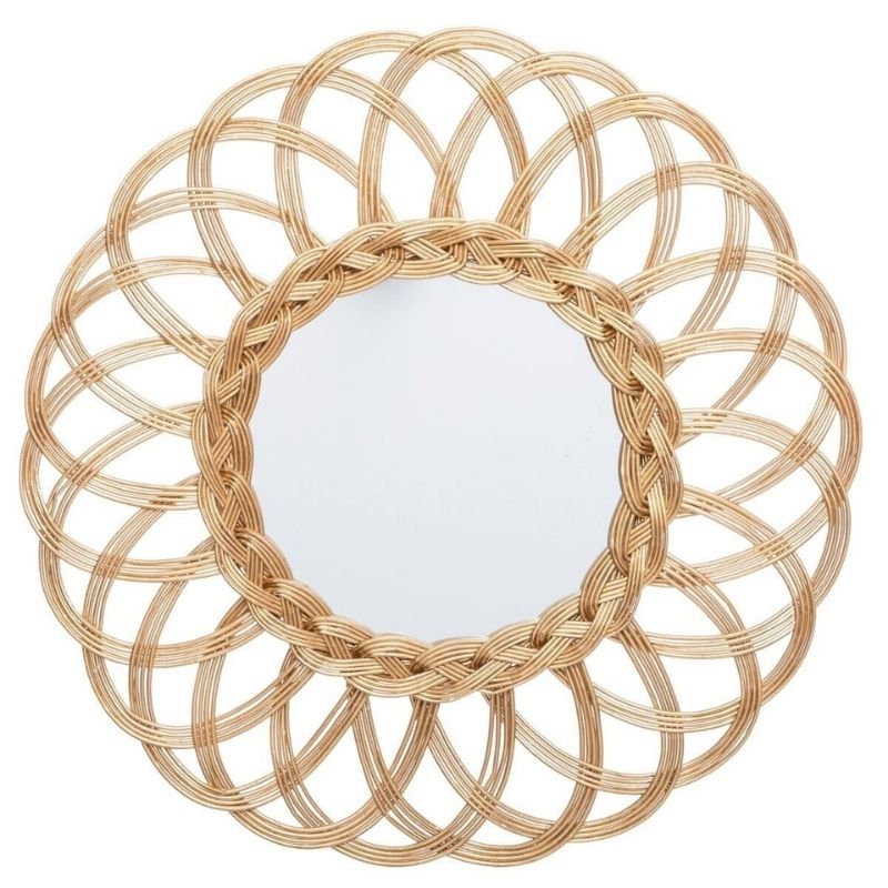 Miroir Rond Rotin Rosace 50 cm - Silumen