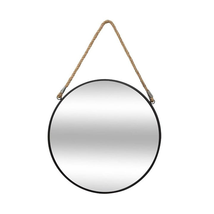 Miroir Suspendu Rond en Métal Noir D38 cm - Silumen