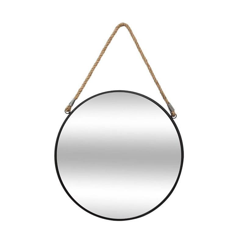 Miroir Suspendu Rond en Métal Noir D38 cm - Silumen