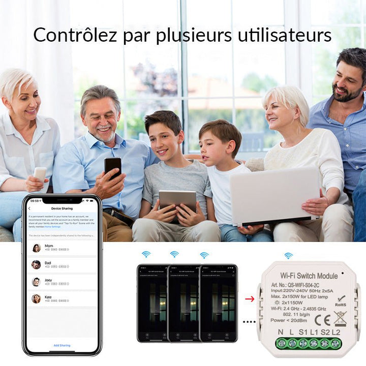 Module Double Interrupteur Wifi Blanc - Silumen