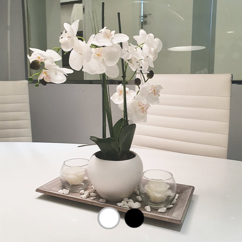 Orchidée Artificielle avec Vase en Céramique H53cm - Silumen