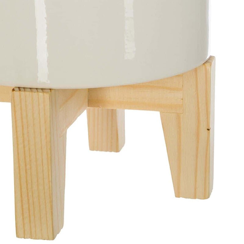 Palmier Artificiel dans un Pot Céramique sur Pied en Bois H72cm - Silumen
