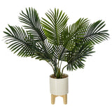 Palma artificial em um pote de cerâmica de madeira H72cm