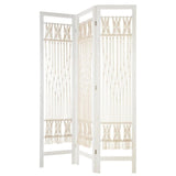 Paravent Bois Blanc et Macramé 170 cm