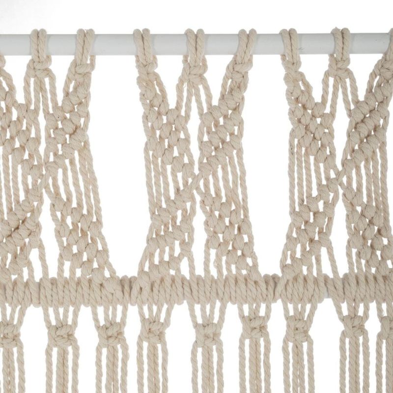 Paravent Bois Blanc et Macramé 170 cm - Silumen