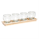 4 -Candle Glass Photofore em bandeja de madeira