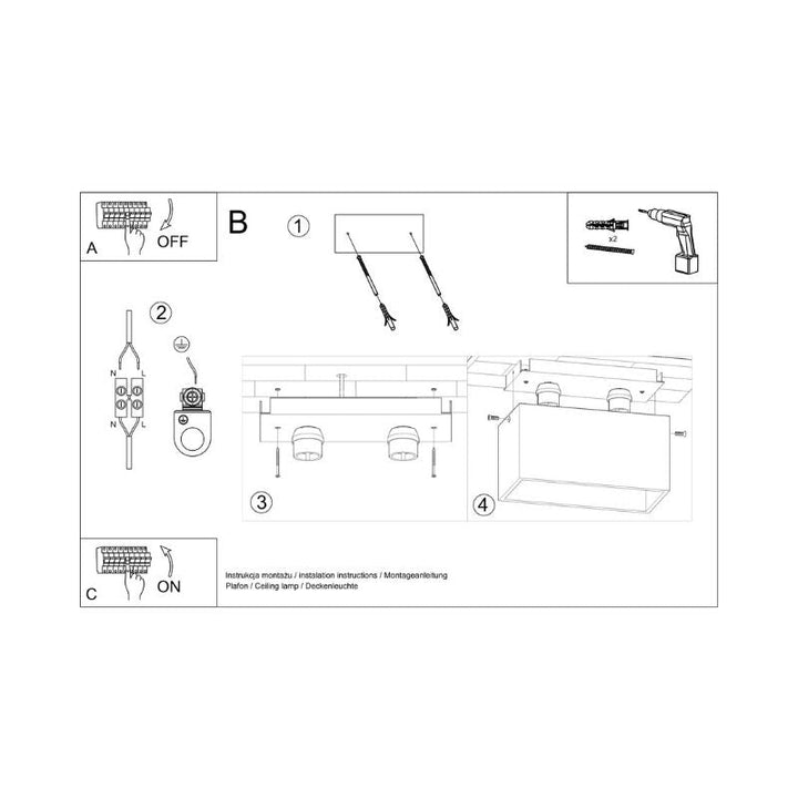 Plafonnier 2 Spots pour Ampoule GU10 - Silumen