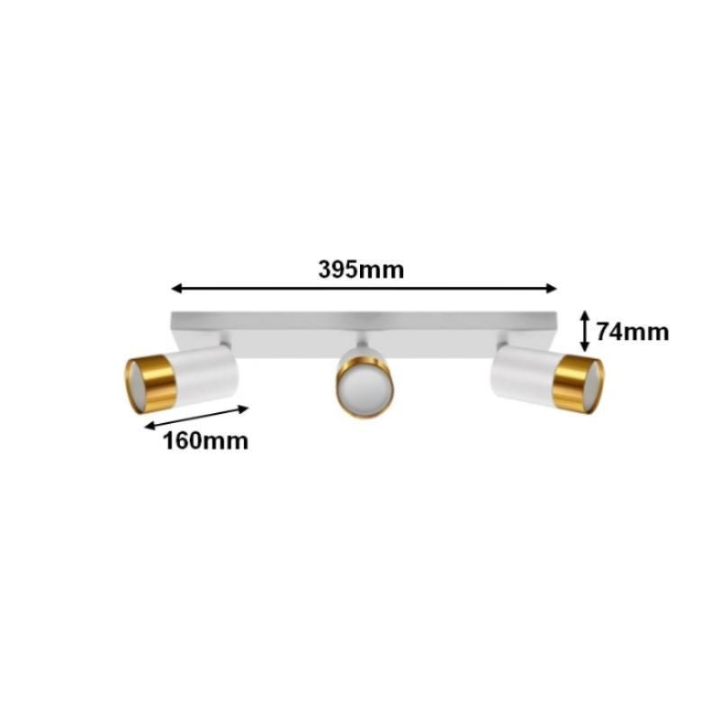 Plafonnier 3 Spots Orientables OR pour Ampoule GU10 - Silumen
