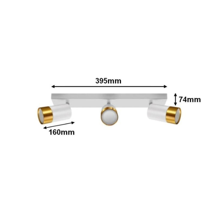 Plafonnier 3 Spots Orientables OR pour Ampoule GU10 - Silumen