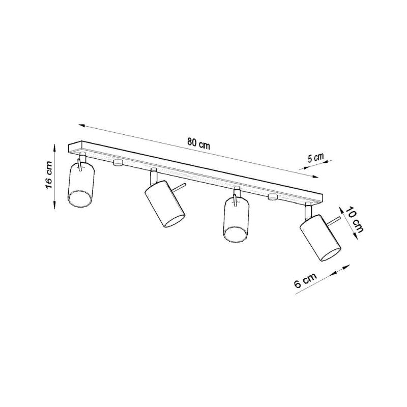 Plafonnier 4 Spots Orientables pour Ampoule GU10 - Silumen