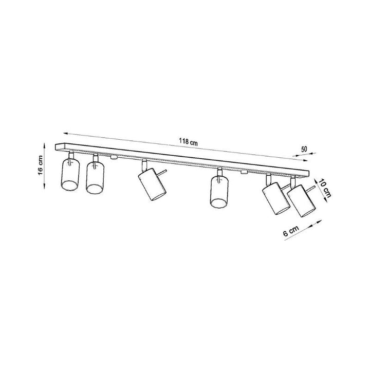 Plafonnier 6 Spots Orientables Bois pour Ampoule GU10 - Silumen