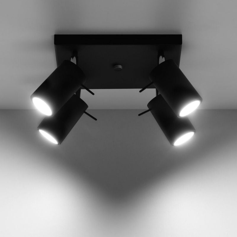 Plafonnier Carré 4 Spots Orientable pour Ampoule GU10 - Silumen