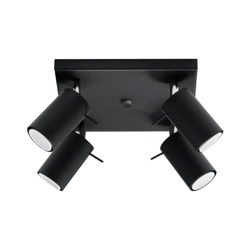 Plafonnier Carré 4 Spots Orientable pour Ampoule GU10 - Silumen