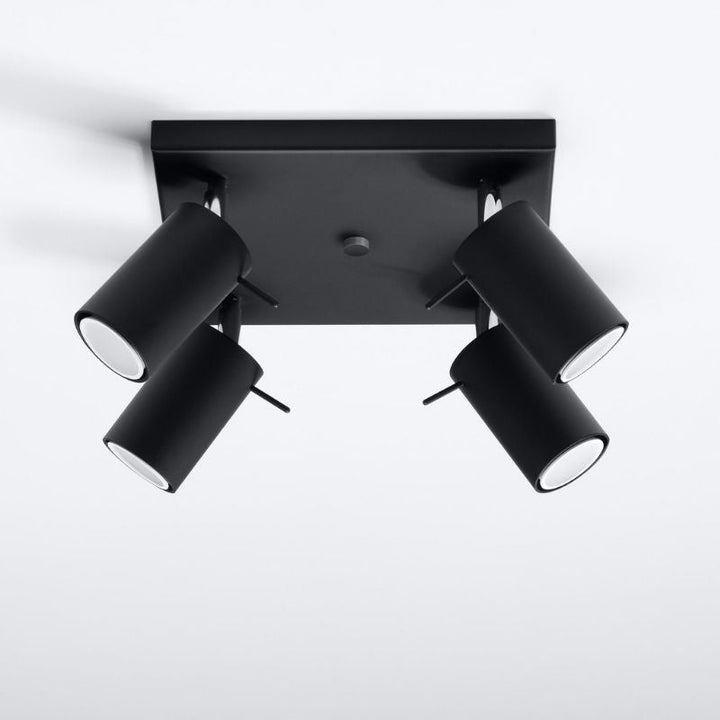 Plafonnier Carré 4 Spots Orientable pour Ampoule GU10 - Silumen