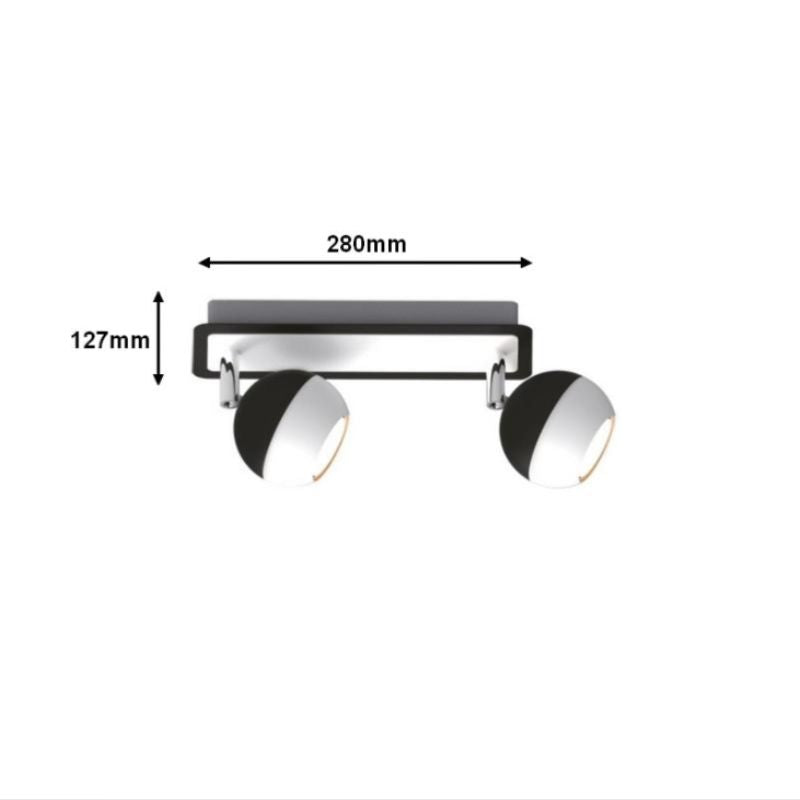 Plafonnier Carré Noir et Blanc 2 Spots Orientables en Saillie pour Ampoule GU10 - Silumen
