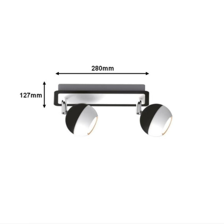 Plafonnier Carré Noir et Blanc 2 Spots Orientables en Saillie pour Ampoule GU10 - Silumen