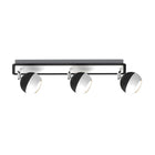 Plafón cuadrado negro y blanco 3 focos orientables en superficie para bombilla GU10
