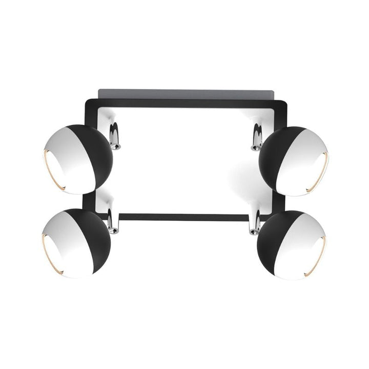 Plafonnier Carré Noir et Blanc 4 Spots Orientables en Saillie pour Ampoule GU10 - Silumen