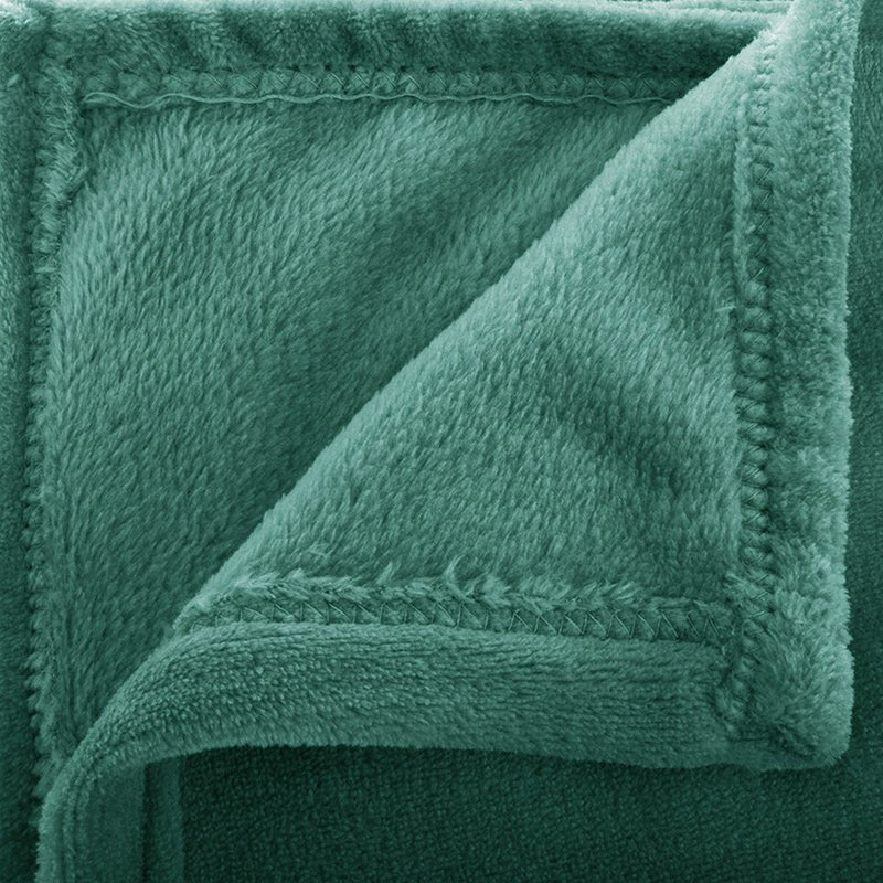 Plaid Uni en Flanelle Rectangle 230x180 cm - Vert - Silumen