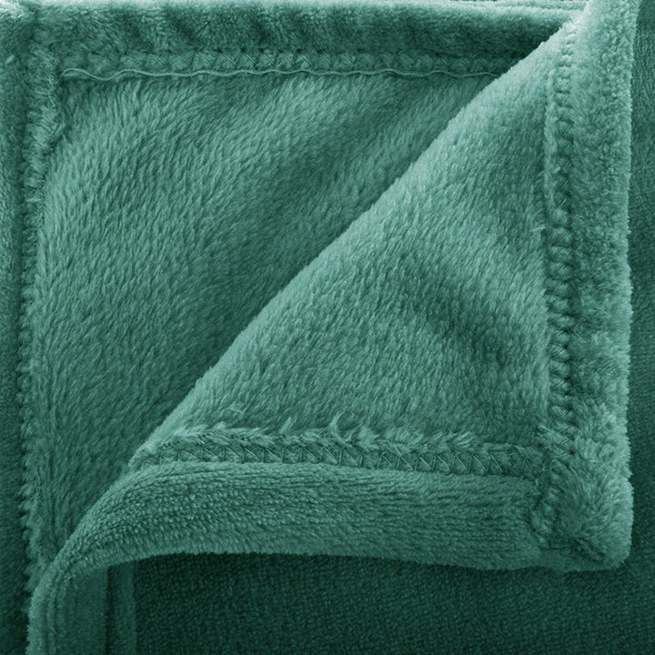 Plaid Uni en Flanelle Rectangle 230x180 cm - Vert - Silumen