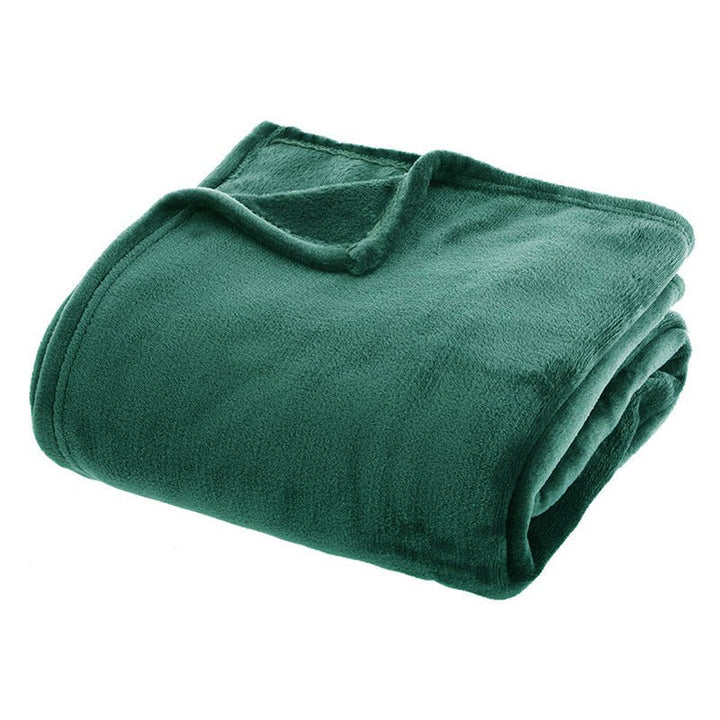 Plaid Uni en Flanelle Rectangle 230x180 cm - Vert - Silumen