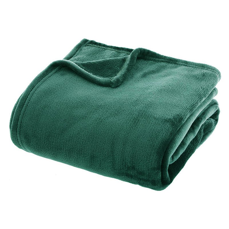 Plaid Uni en Flanelle Rectangle 230x180 cm - Vert - Silumen
