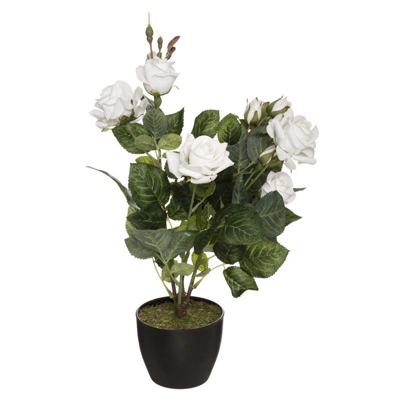Plante Artificielle Décorative Rosier velours 43cm - Silumen