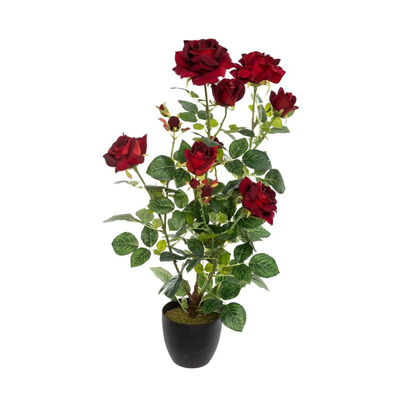 Plante Artificielle Décorative Rosier velours 74cm - Silumen