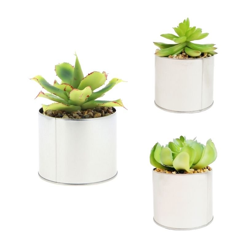 Plante artificielle en pot métallique H. 14cm - Silumen