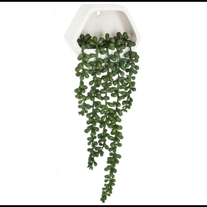 Plante Artificielle Tombante Murale 45cm Support en Céramique - Silumen