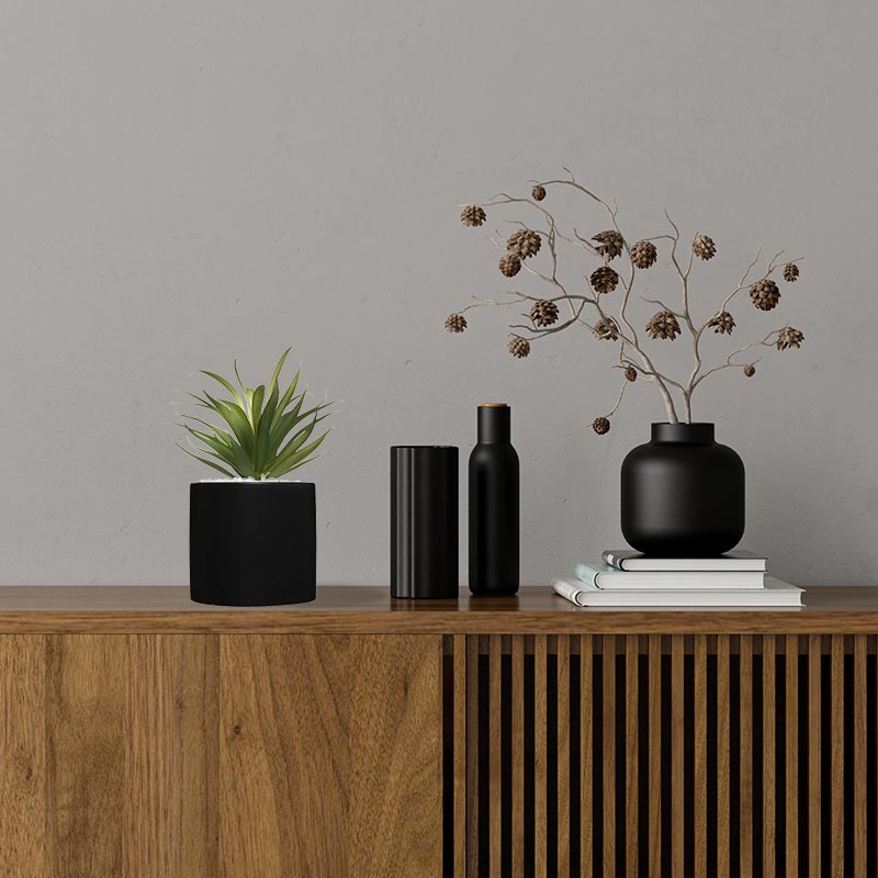 Plante Grasse Artificielle 18cm avec pot marbre - Silumen