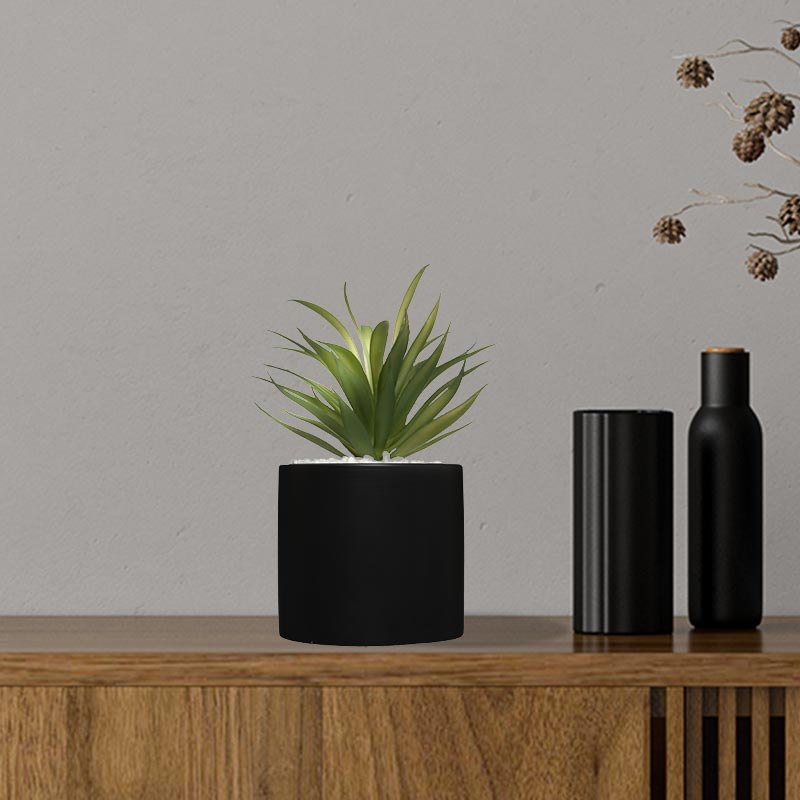 Plante Grasse Artificielle 18cm avec pot marbre - Silumen
