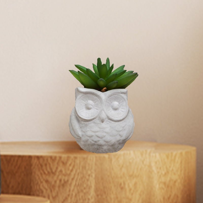 Plante Grasse Artificielle 8cm avec pot hibou - Silumen