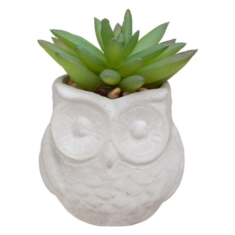Plante Grasse Artificielle 8cm avec pot hibou - Silumen