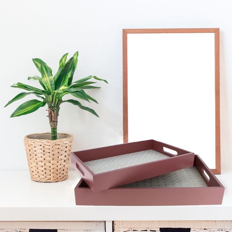 Plateaux Décoratifs en bois x 2 Rouge Cerise - Silumen
