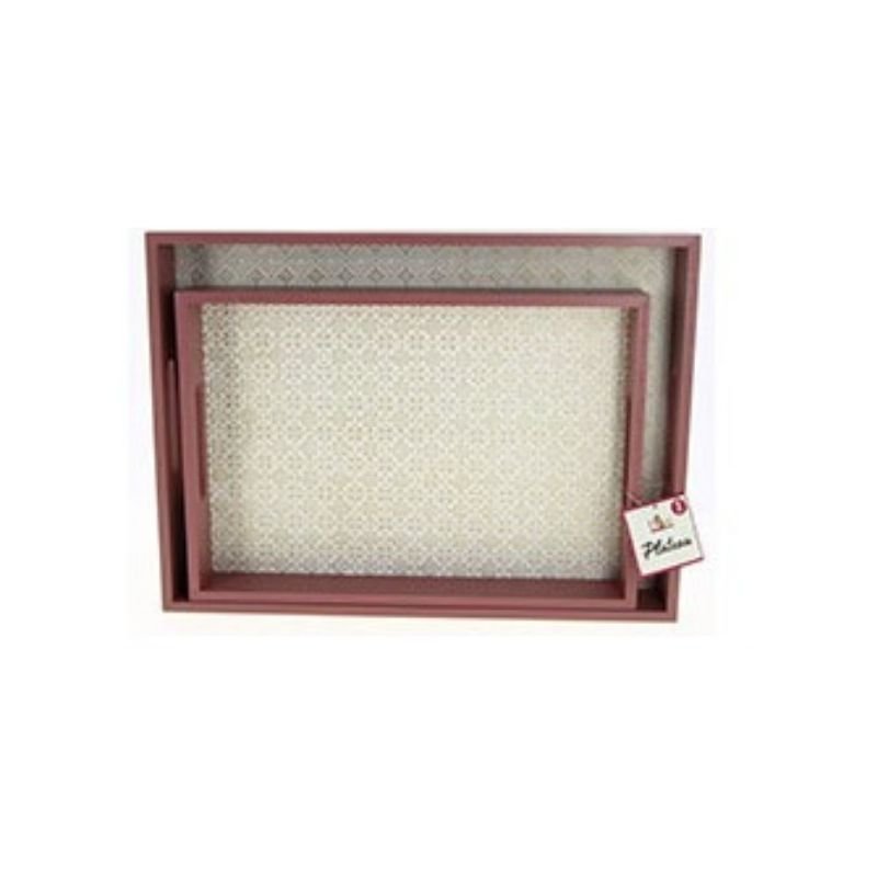 Plateaux Décoratifs en bois x 2 Rouge Cerise - Silumen