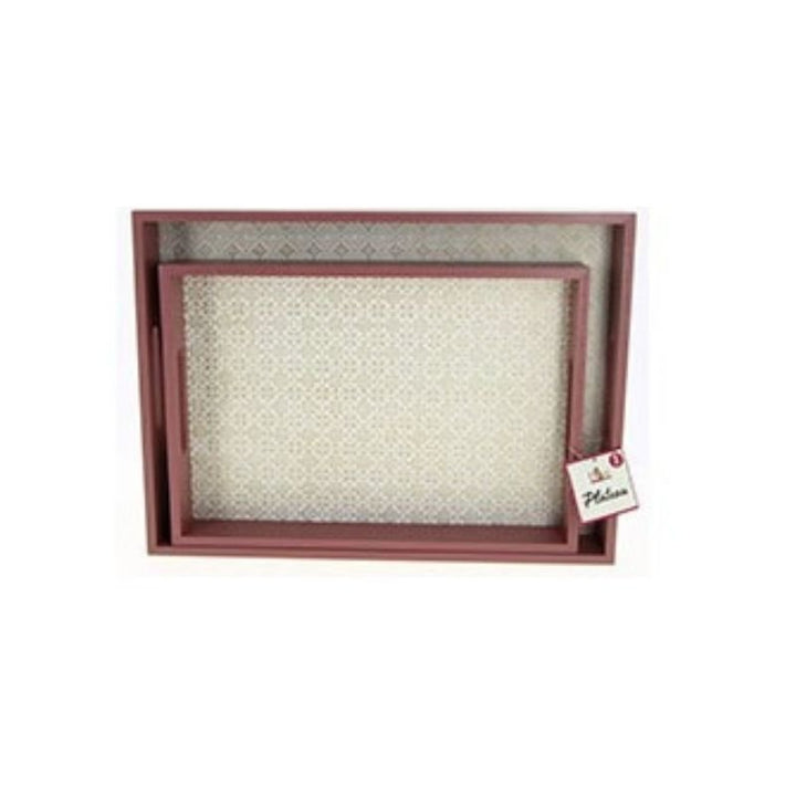 Plateaux Décoratifs en bois x 2 Rouge Cerise - Silumen