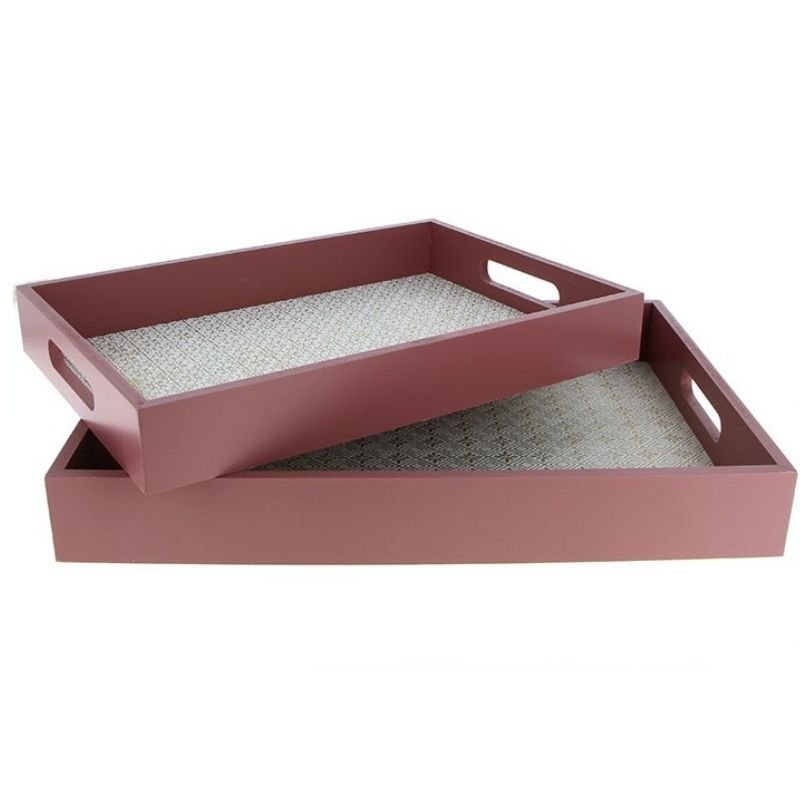 Plateaux Décoratifs en bois x 2 Rouge Cerise - Silumen