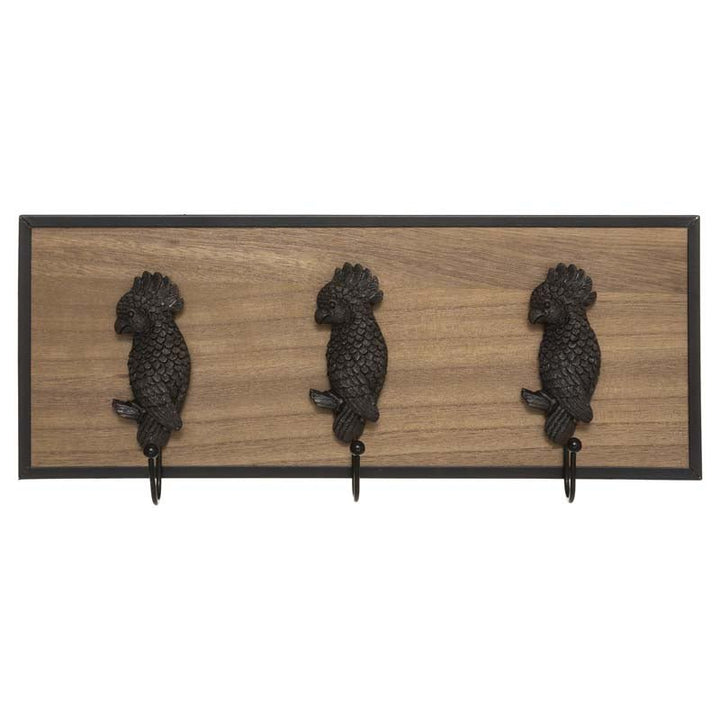 Porte Manteau Mural Bois Oiseaux 3 crochets - Silumen