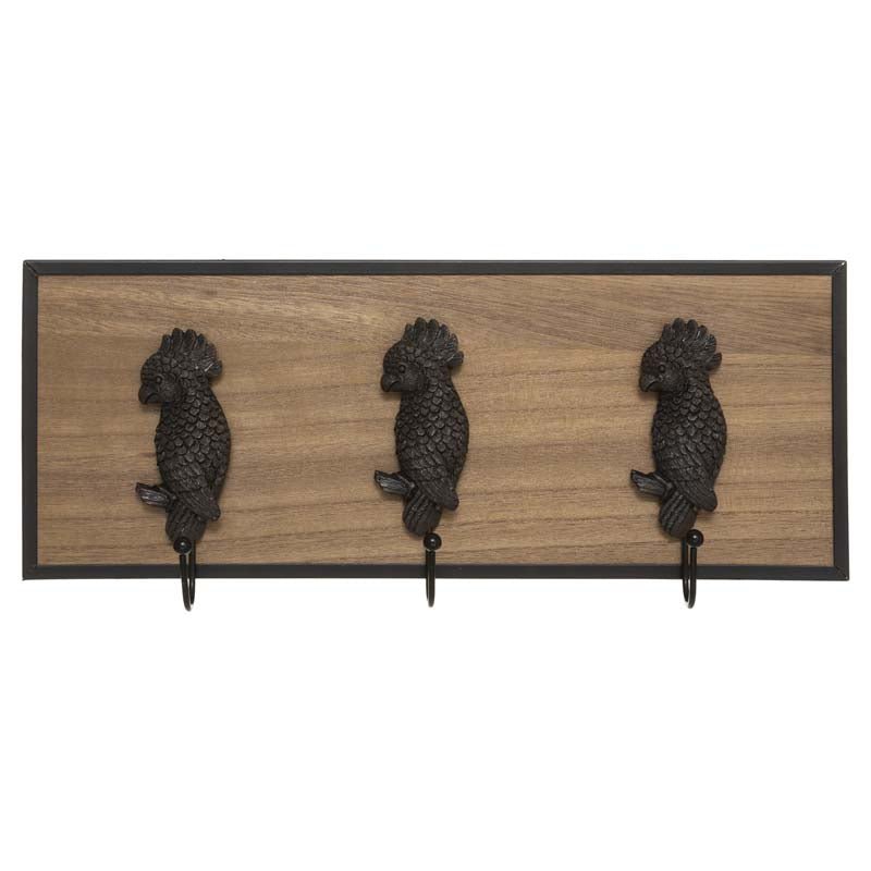Porte Manteau Mural Bois Oiseaux 3 crochets - Silumen