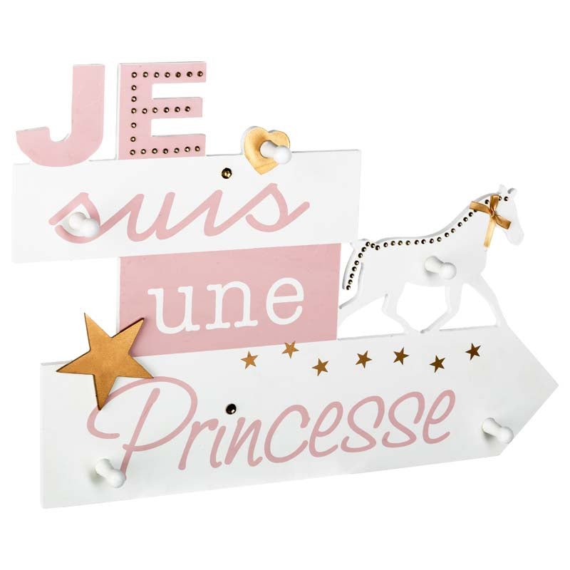 Porte Manteau Mural Bois "Princesse" 5 crochets - Silumen